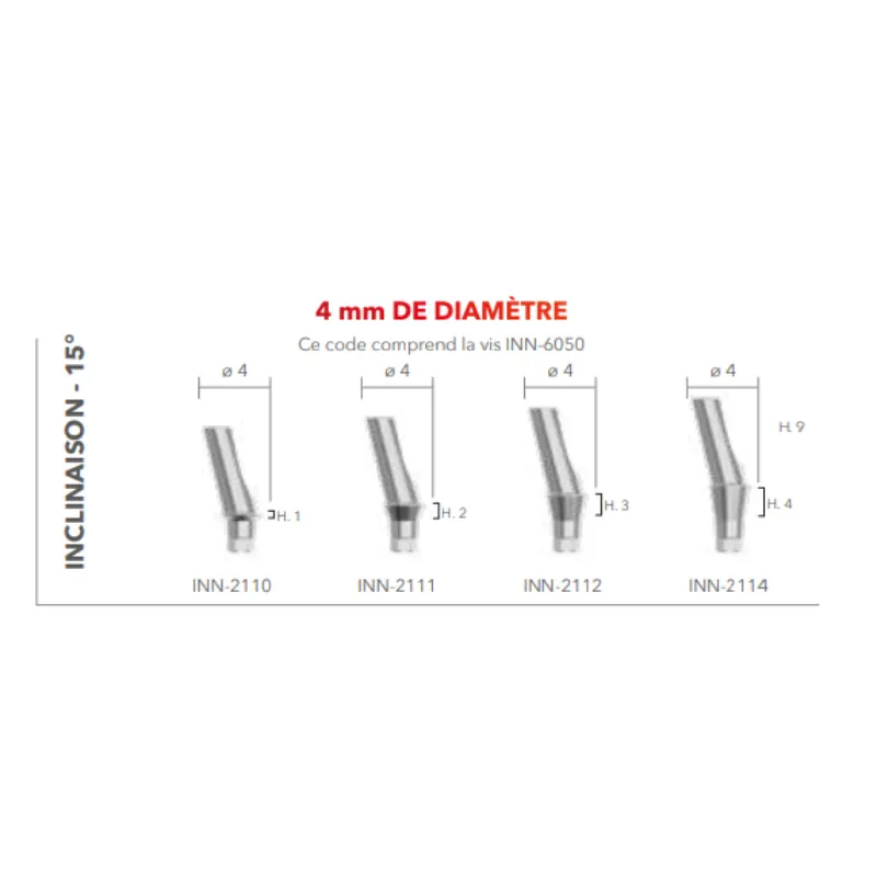Pilier En Titane ⌀4mm Angulé 15°