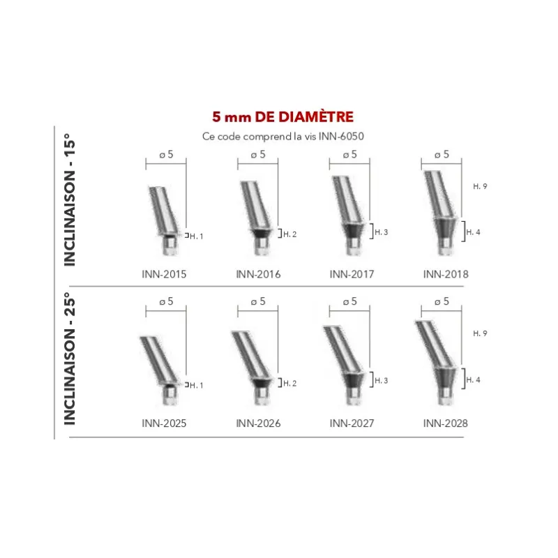 Pilier En Titane ⌀5mm angulé 15°/ 25°