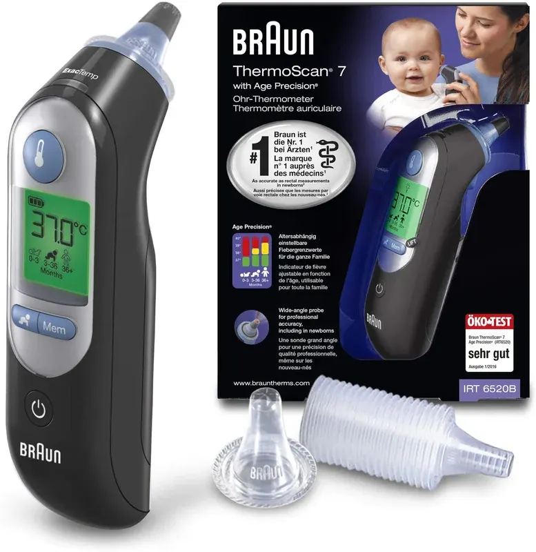 ميزان حرارة بالأشعة تحت الحمراء للأذن Braun ThermoScan 7 (IRT6520B) أسود
