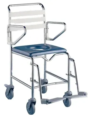 K-Care Attendant Propelled Shower Commode Chair | Mobile Toilet & Bathing Aid