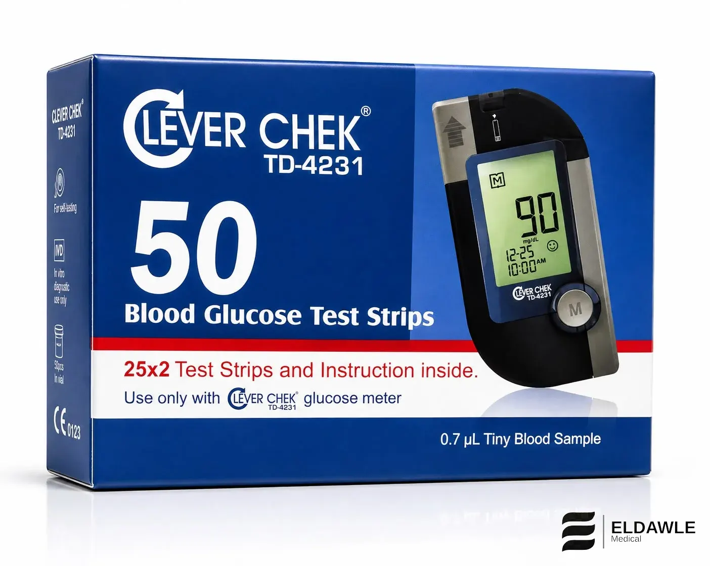 شرائط قياس السكر كليفر تشيك TD-4231 (50 شريط اختبار) (Clever Chek TD-4231 Blood Glucose Test Strips).