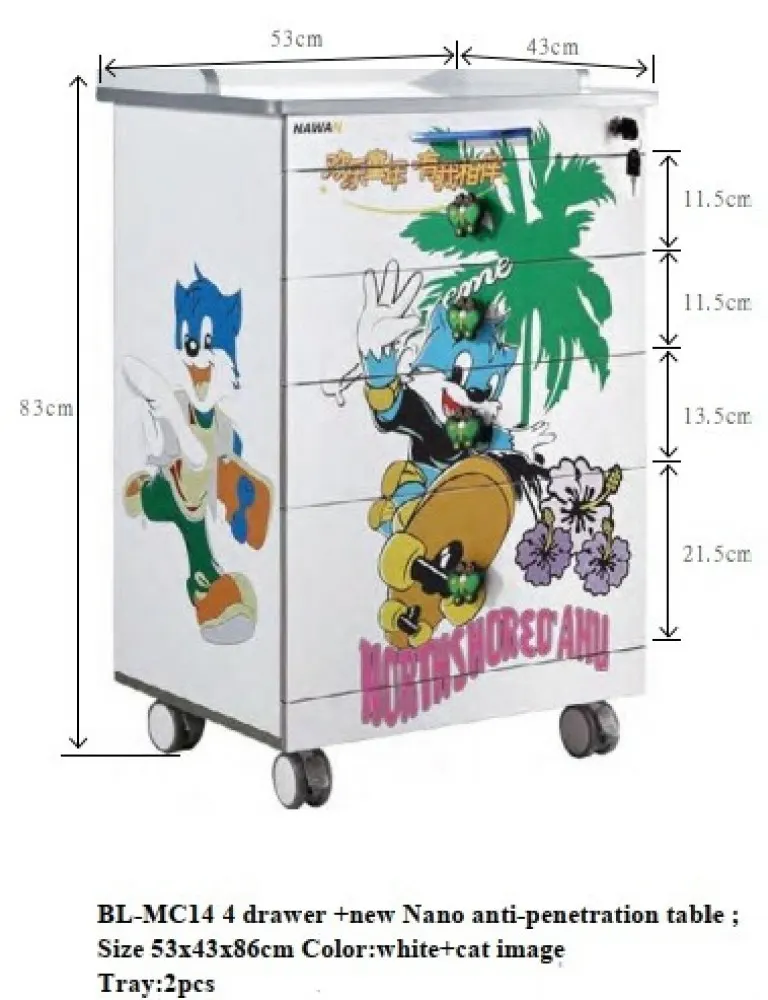 4 drawer Size 53x43x86cm Color:white/bl-mc14
