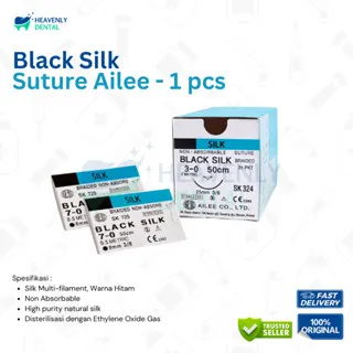 Black Silk Suture Ailee / Ailee Dental Surgical Suture khusus 1 pcs