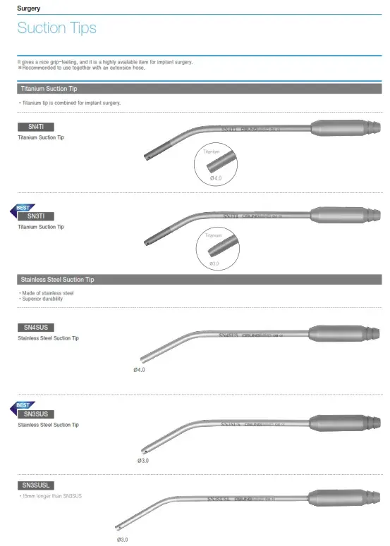 Osung Dental Suction Tip & Surgical Stainless Steel & Titanium Original