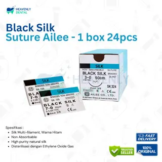 Dental Surgical Suture Ailee / Black Silk Ailee khusus 1 box – 24 pcs