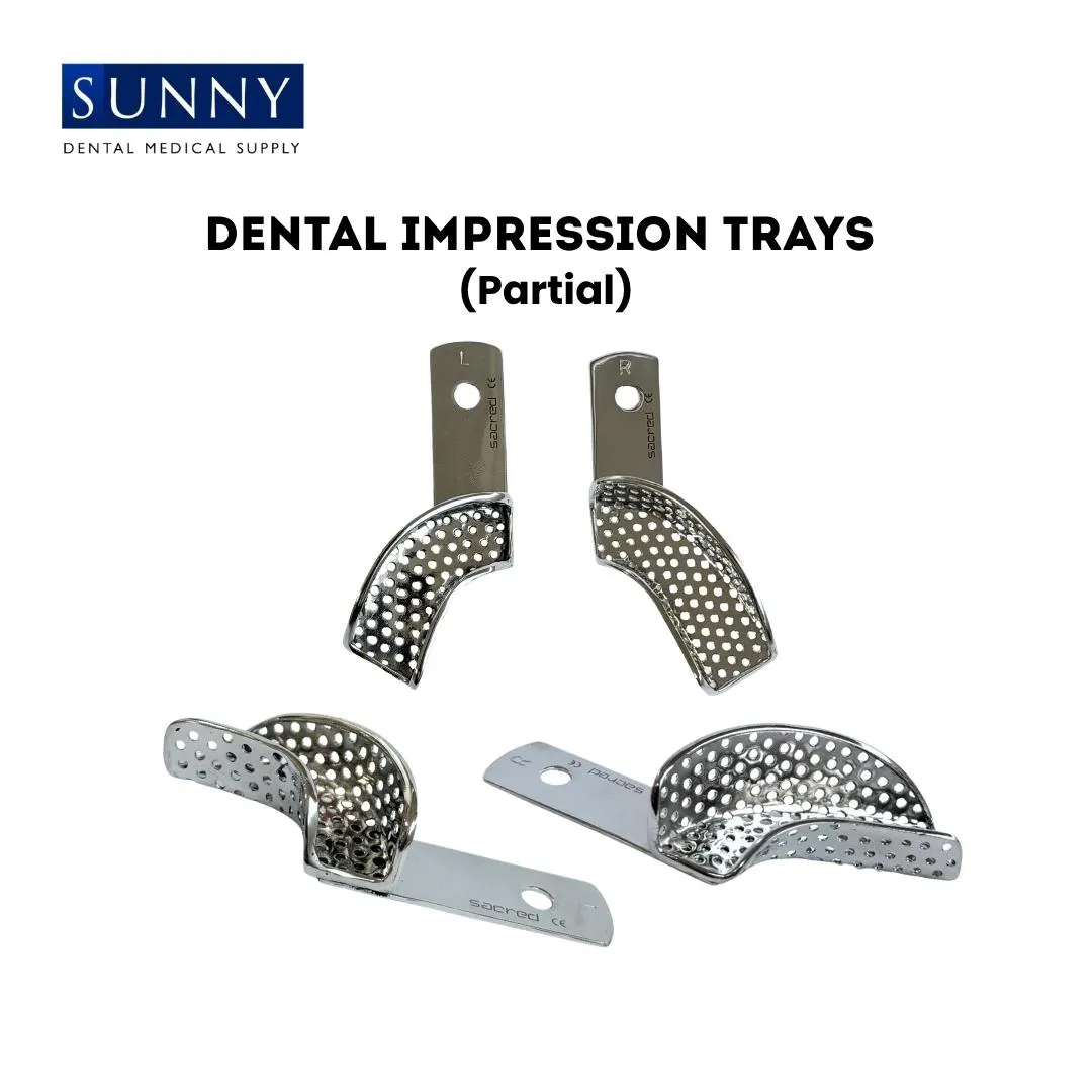 Partial UR/LL UL/LR Impression Trays (Perforated) Stainless Steel SS Dental