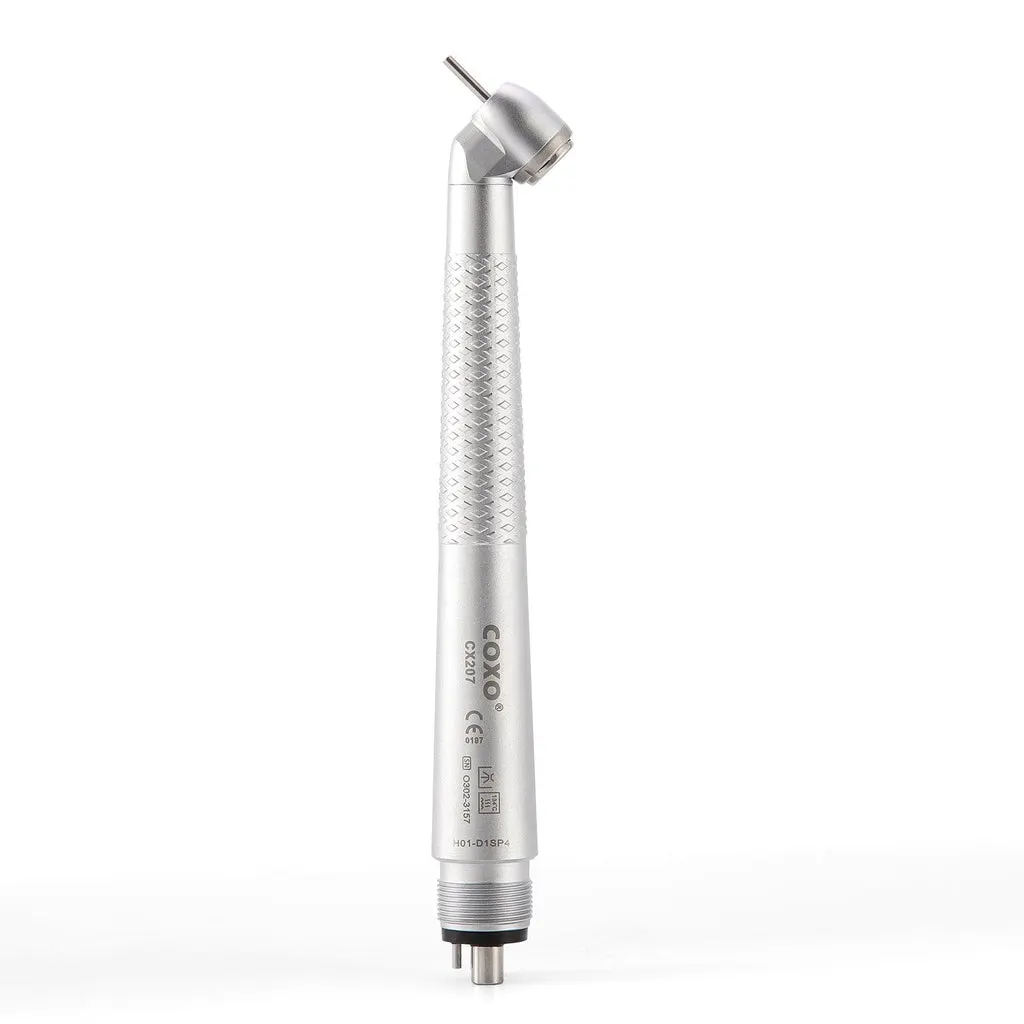 COXO CX207 Dental High Speed Handpiece Air Turbine 45° Angle Standard Head 4 Holes Coupler