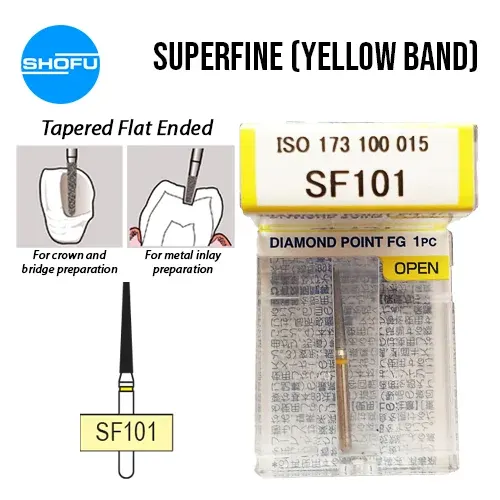 Shofu Diamond Burs FG – Tapered Flat Ended – Super Fine, SF101