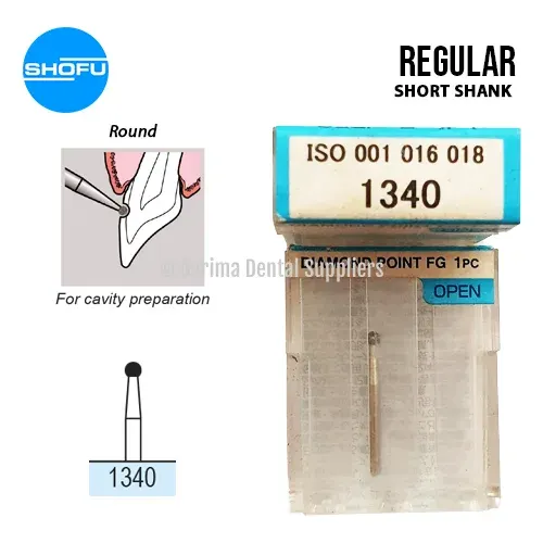 Shofu Diamond Burs FG – Round Shape – Short, 1340