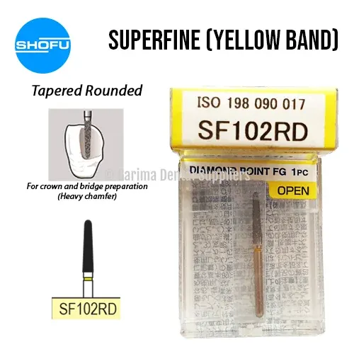 Shofu Diamond Burs FG – Round Inverted Cone Shape – Super Fine, SF102RD