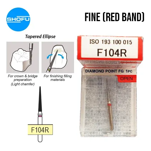 Shofu Diamond Burs FG – Tapered Ellipse Shape – Fine, F104R