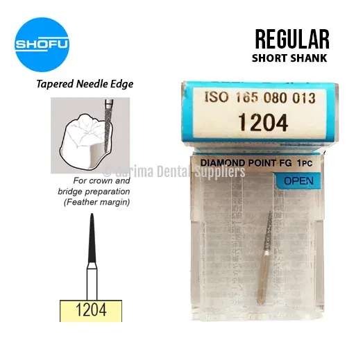 Shofu Diamond Burs FG – Tapered Needle Edge – Short Shank, 1204