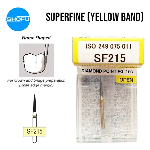 Shofu Diamond Burs FG – Flame Shaped – Super Fine, SF215