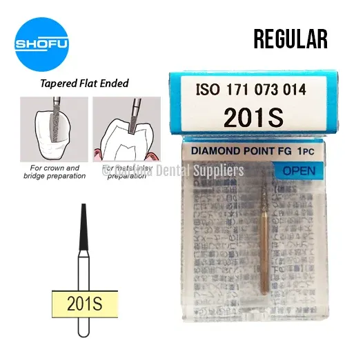 Shofu Diamond Burs FG – Tapered Flat Ended – Normal, 201S