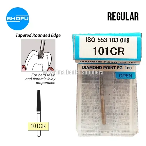 Shofu Diamond Bur FG – Tapered Rounded Edge – Normal Shank, 101CR