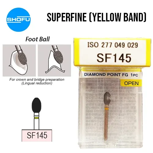 Shofu Diamond Burs FG – Football Shape – Super Fine, SF145