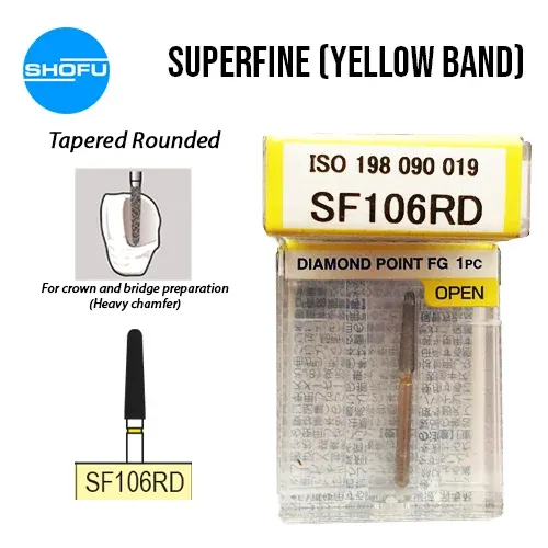 Shofu Diamond Bur FG – Tapered Round – Super Fine Shank, SF106RD