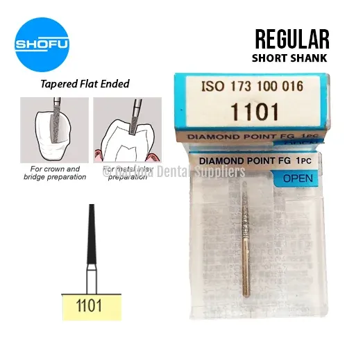 Shofu Diamond Burs FG – Tapered Flat Ended Short Shank, 1101