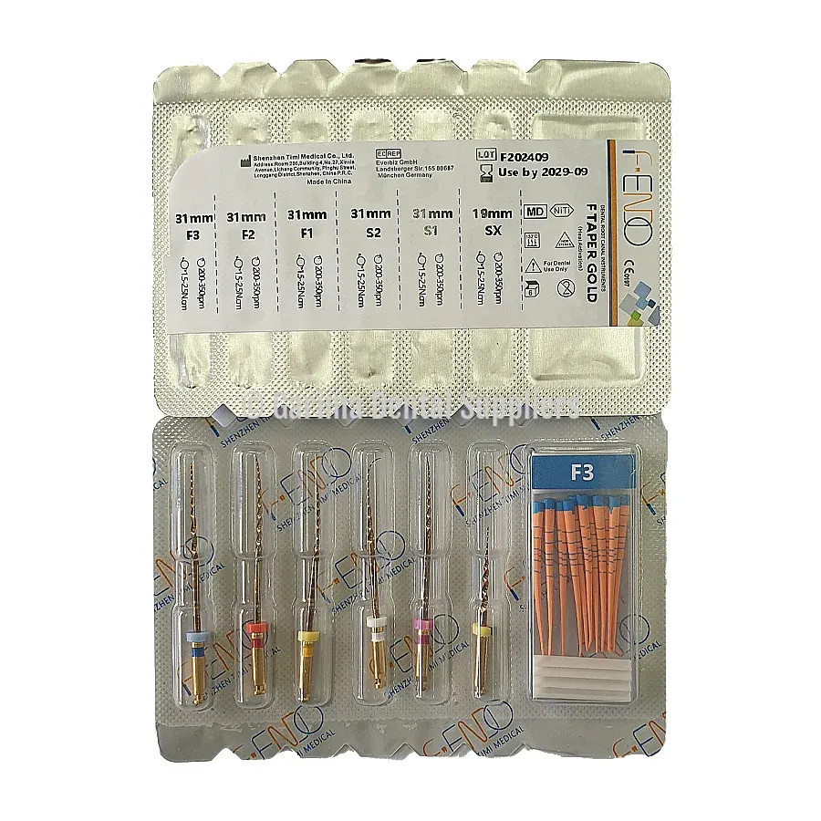 F-Endo Rotary Files – F TAPER GOLD /W GP 31mm #ASST