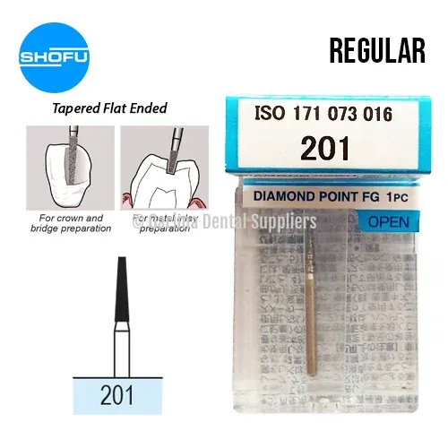 Shofu Diamond Burs FG – Tapered Flat Ended – Normal, 201