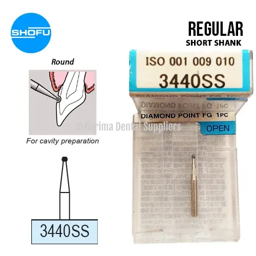 Shofu Diamond Burs FG – Round Shape – Super Short, 3440SS