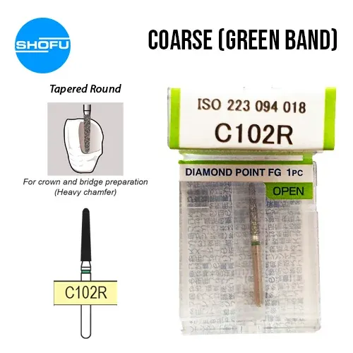 Shofu Diamond Bur FG – Tapered Round – Coarse Shank, C102R