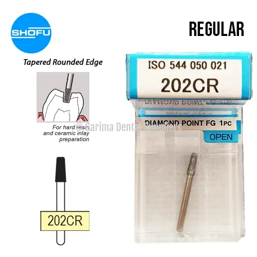 Shofu Diamond Bur FG – Tapered Rounded Edge – Normal Shank, 202CR