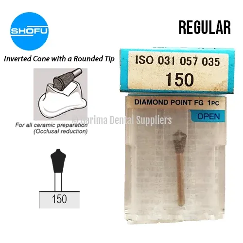 Shofu Diamond Burs FG – Inverted Cone with A Rounded Tip Shape – Normal, 150