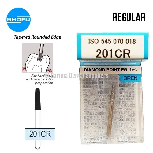 Shofu Diamond Bur FG – Tapered Rounded Edge – Normal Shank, 201CR