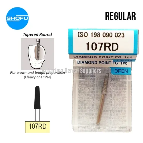 Shofu Diamond Bur FG – Tapered Round – Normal Shank, 107RD