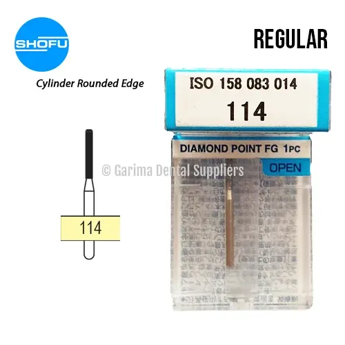 Shofu Diamond Burs FG – Cylinder with Round Edge – Normal Shank, 114