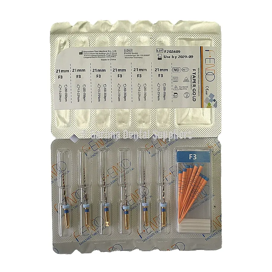 F-Endo Rotary Files – F TAPER GOLD /W Gutta Percha 21mm #F3