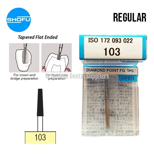 Shofu Diamond Burs FG – Tapered Flat Ended – Normal, 103