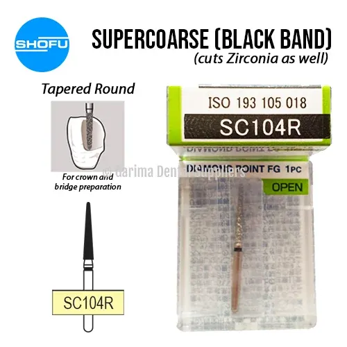 Shofu Diamond Burs FG – Tapered Flat Ended – Super Coarse, SC104R