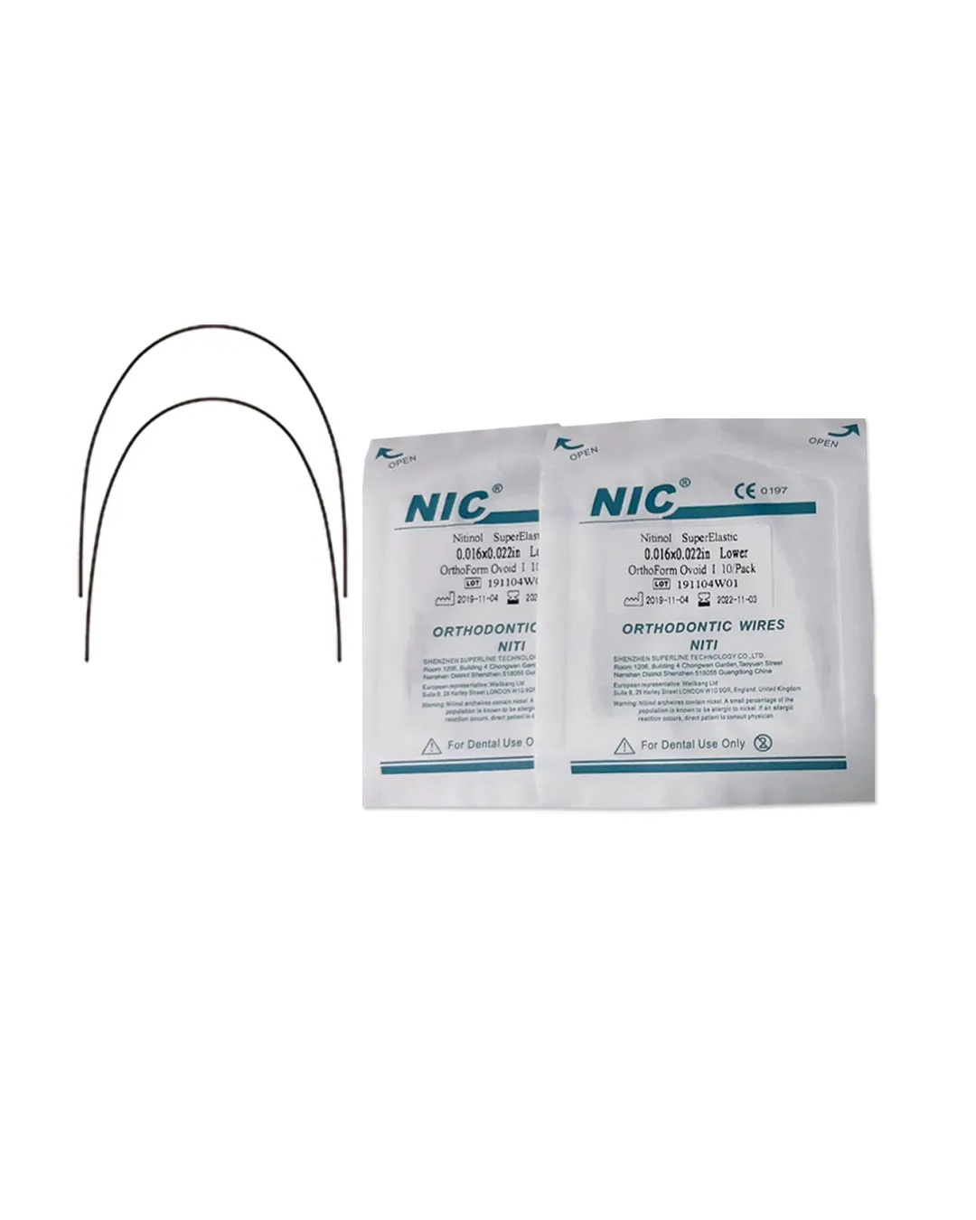 Arcs NiTi Super élastique Nitinol : NIC