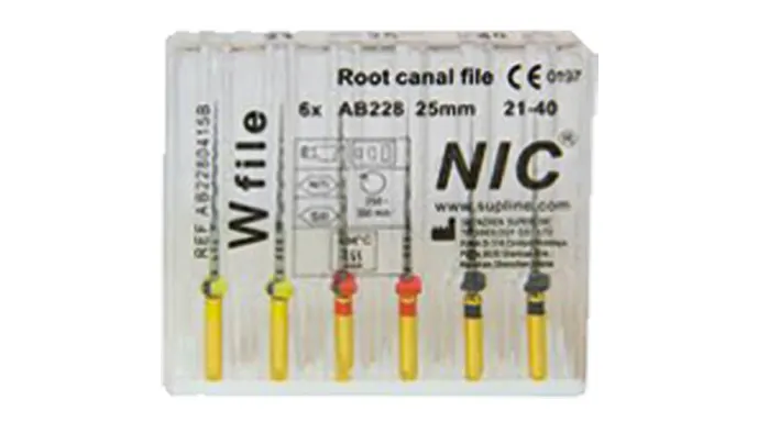 Instruments canalaires mécanisés W-File ( La plaquette de 6 limes ) : NIC