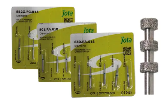 Fraises diamantées formes particulières forme spéciale pour préparation de facettes gamme : JOTA