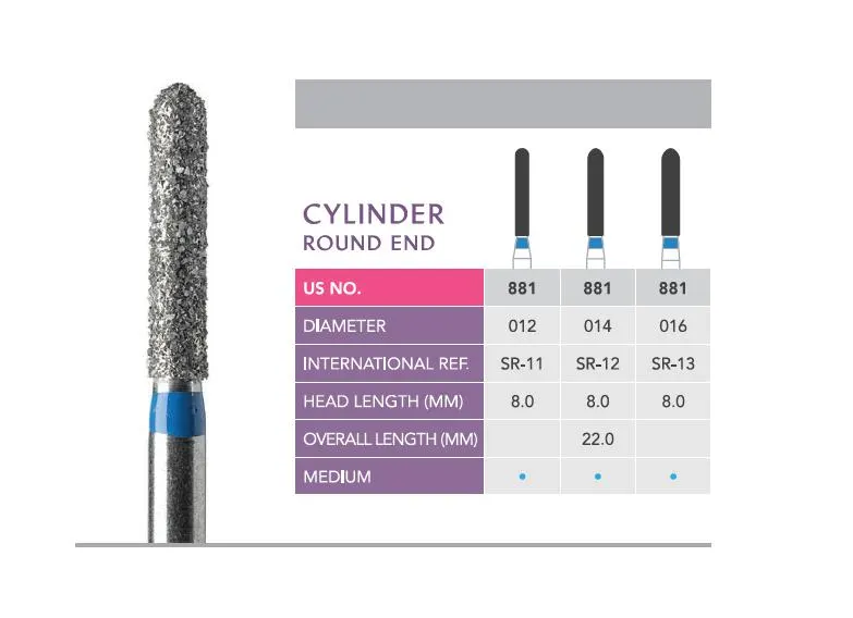 Prima Diamond Burs Cylinder Round