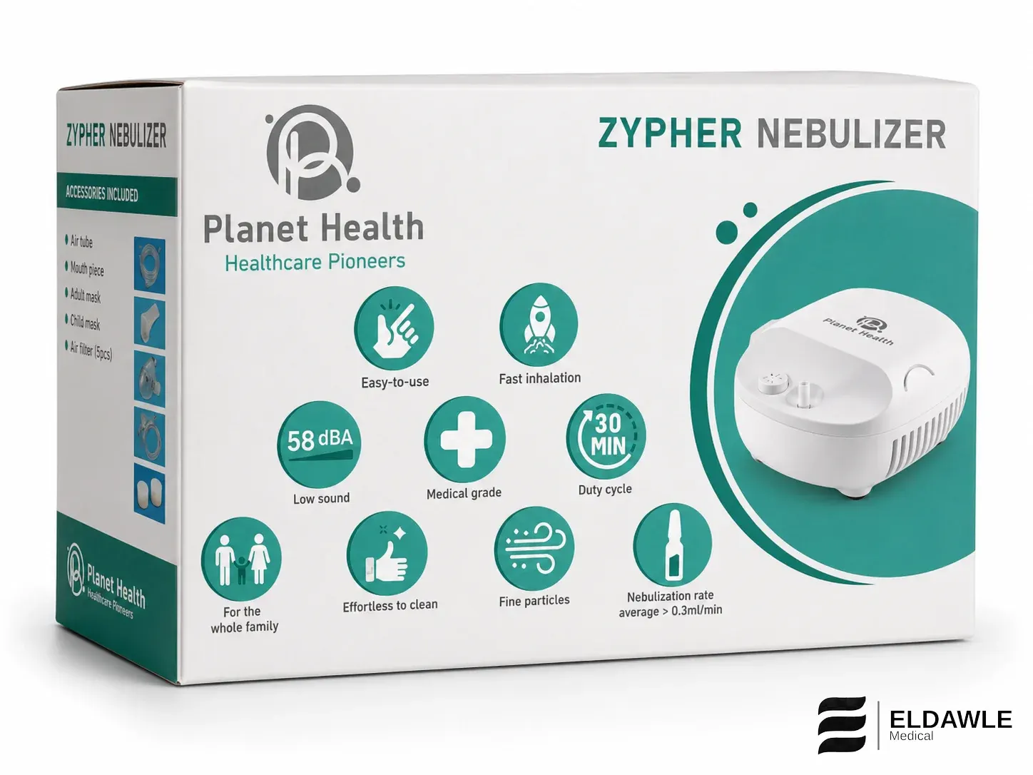 جهاز نيبولايزر بلانت هيلث زيڤر ZYPHER لضغط الهواء