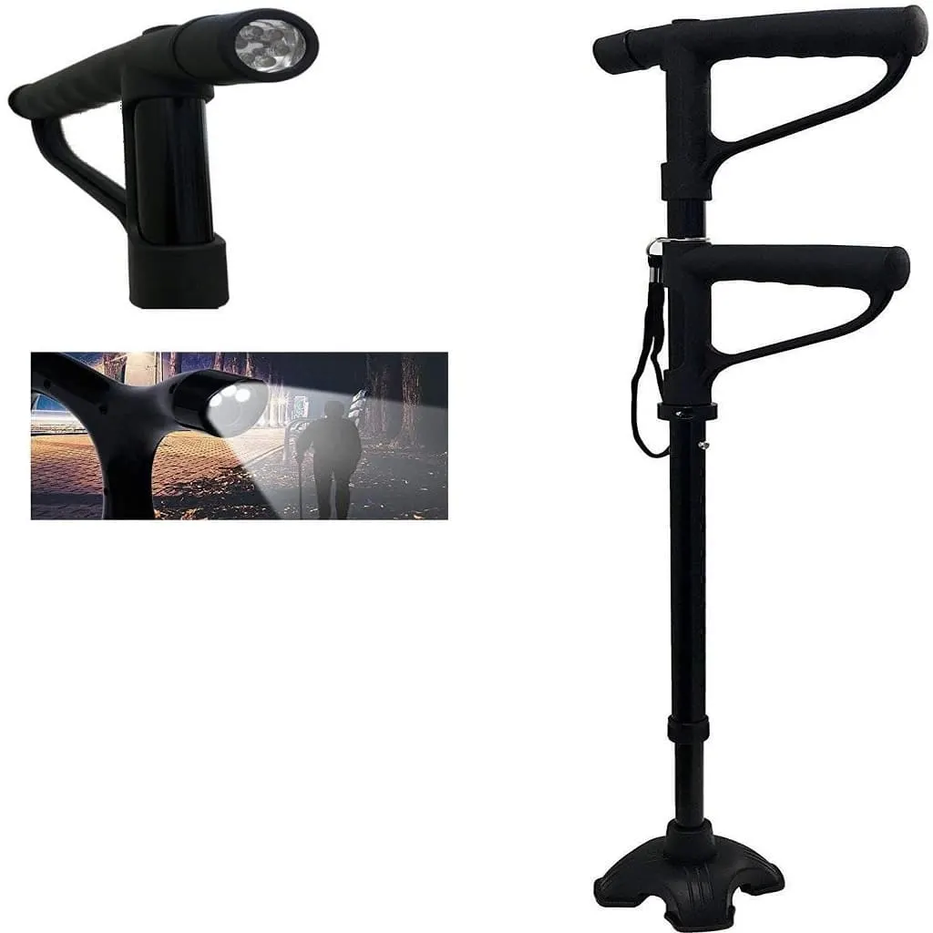 Two-Handle Walking Cane | عكاز قبضتين طوي مساعد وقوف + لمبة