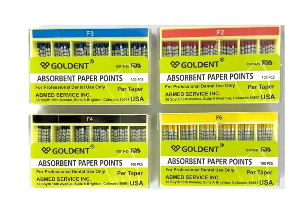 GOLDENT Absrobent paper point F / Packed 100pcs