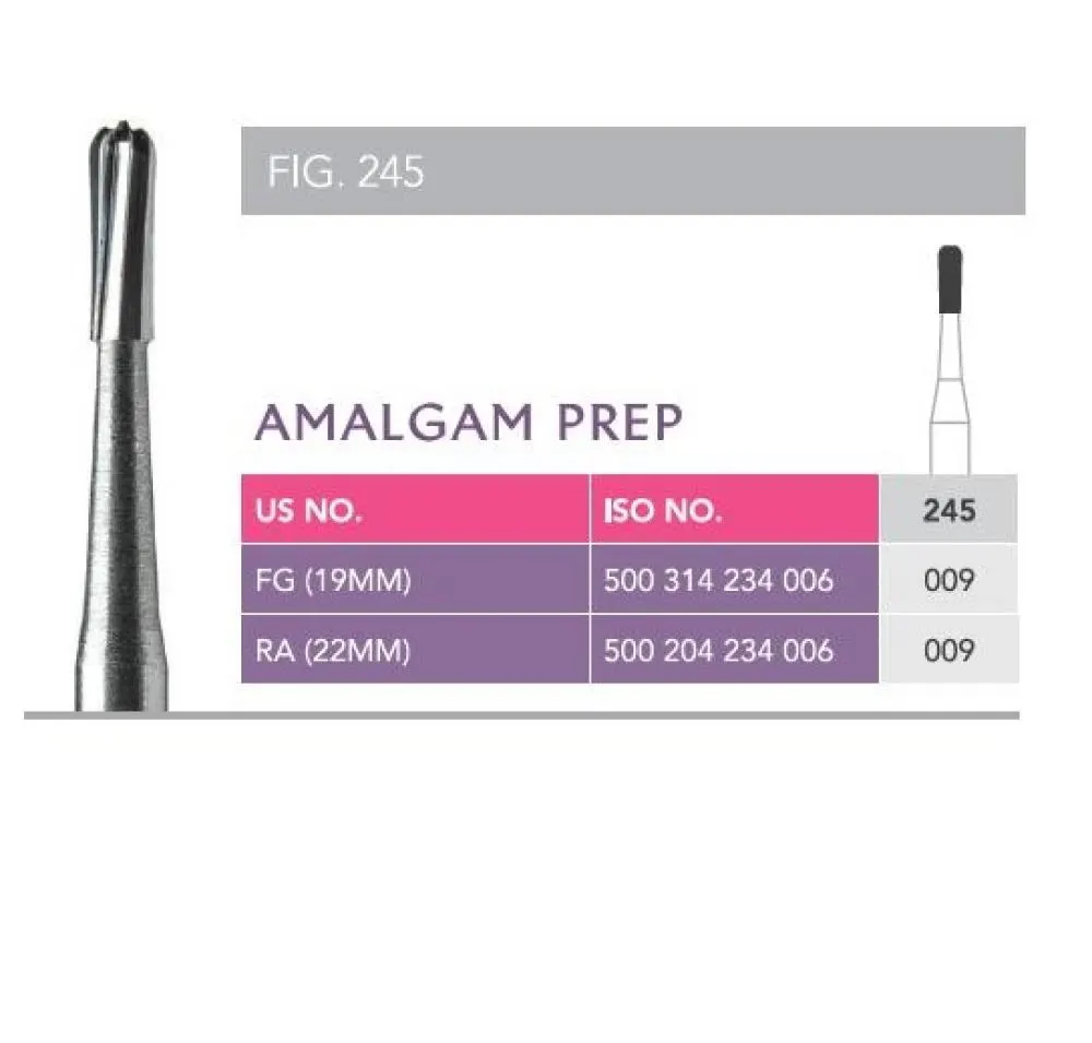 Carbide round low peed Amalgam Prep RA 245 - pack of 5 pcs