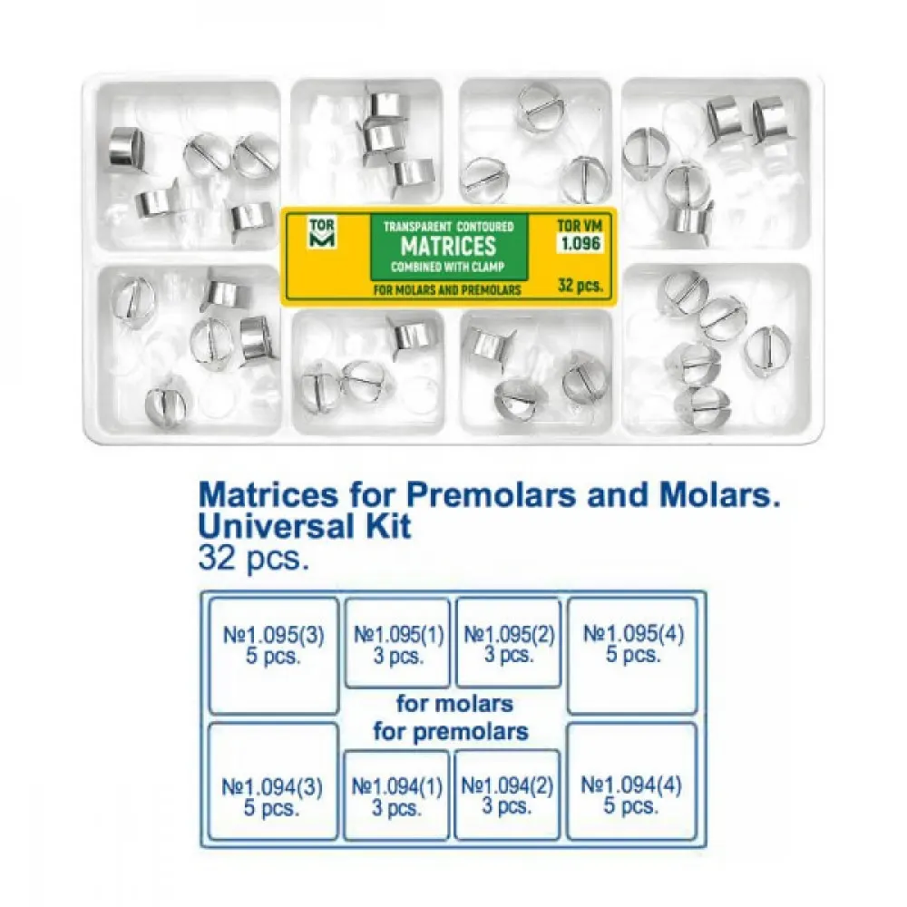 Layan Transparent Contoured Matrices with Clamp for Molar and Premolar, PK/32-1.096