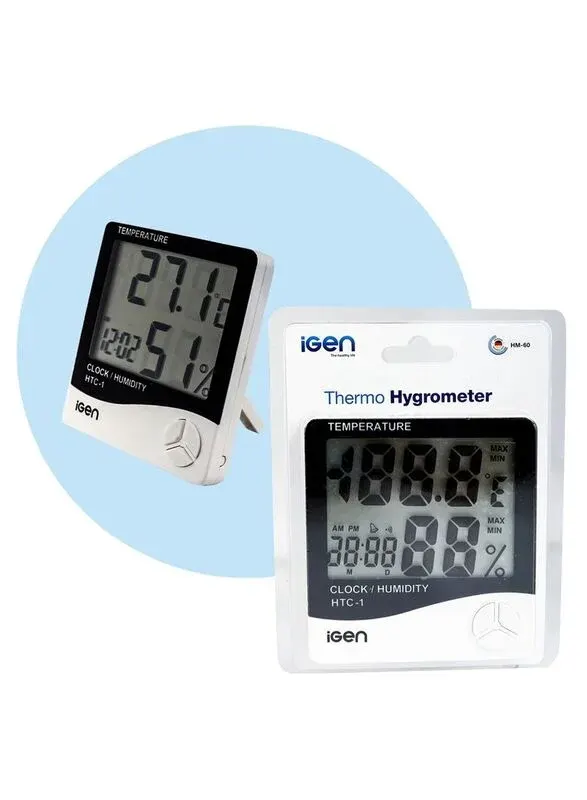 Igen Indoor & Outdoor Thermometer Hygrometer, White