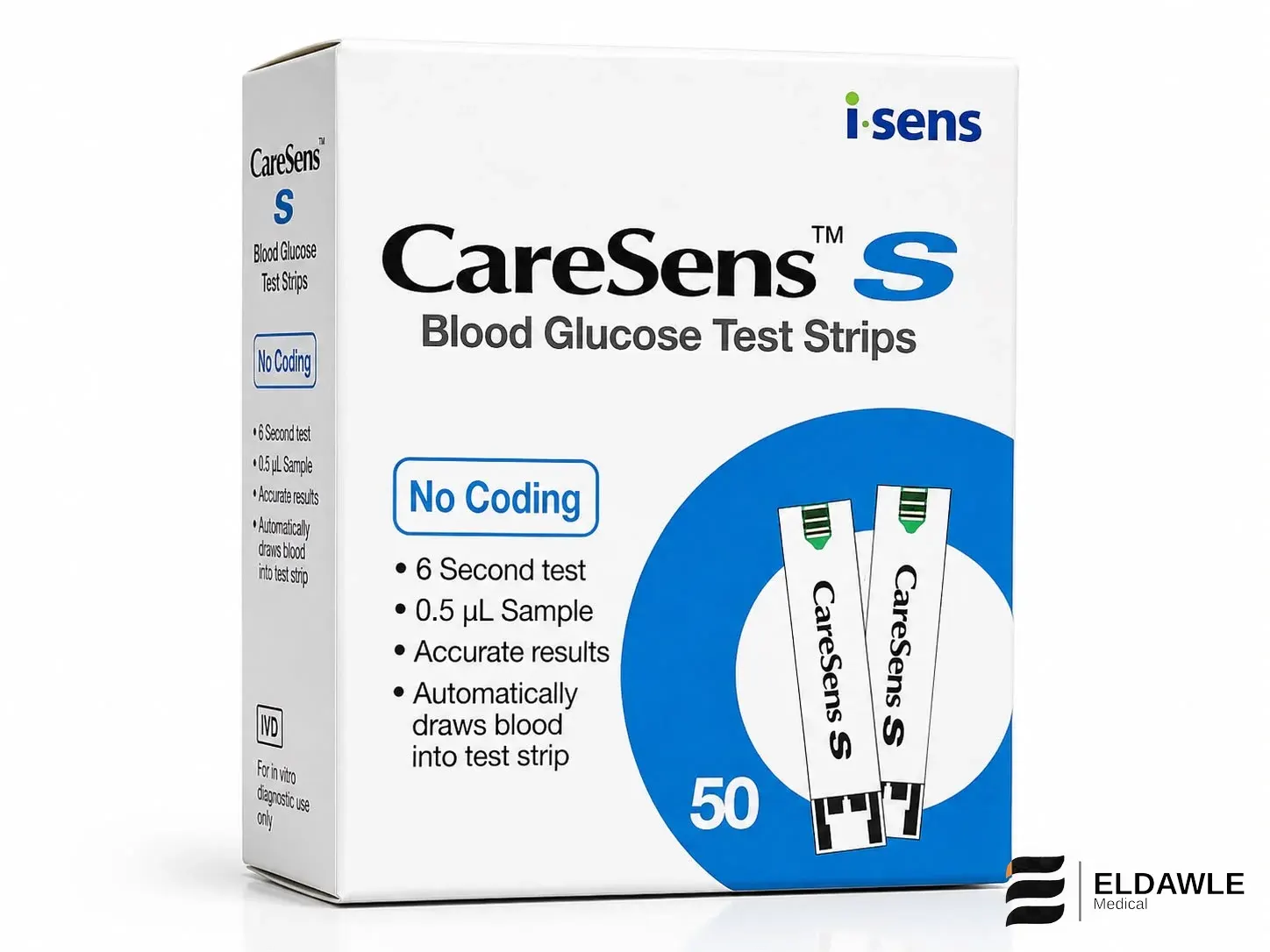 شرائط قياس السكر كير سينس إس (CareSens S Blood Glucose Test Strips) (50 شريط اختبار).