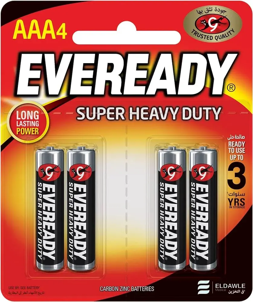 بطاريات إيفريدي سوبر هيفي ديوتي AAA عبوة 4 (EVEREADY Super Heavy Duty AAA 2 Pack)