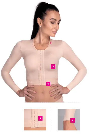 LIPOELASTIC MT Smooth Variant Post-Surgical Long-Sleeved Compression Vest | سترة ضاغطة LIPOELASTIC MT (طراز Smooth) بأكمام طويلة لما بعد الجراحة