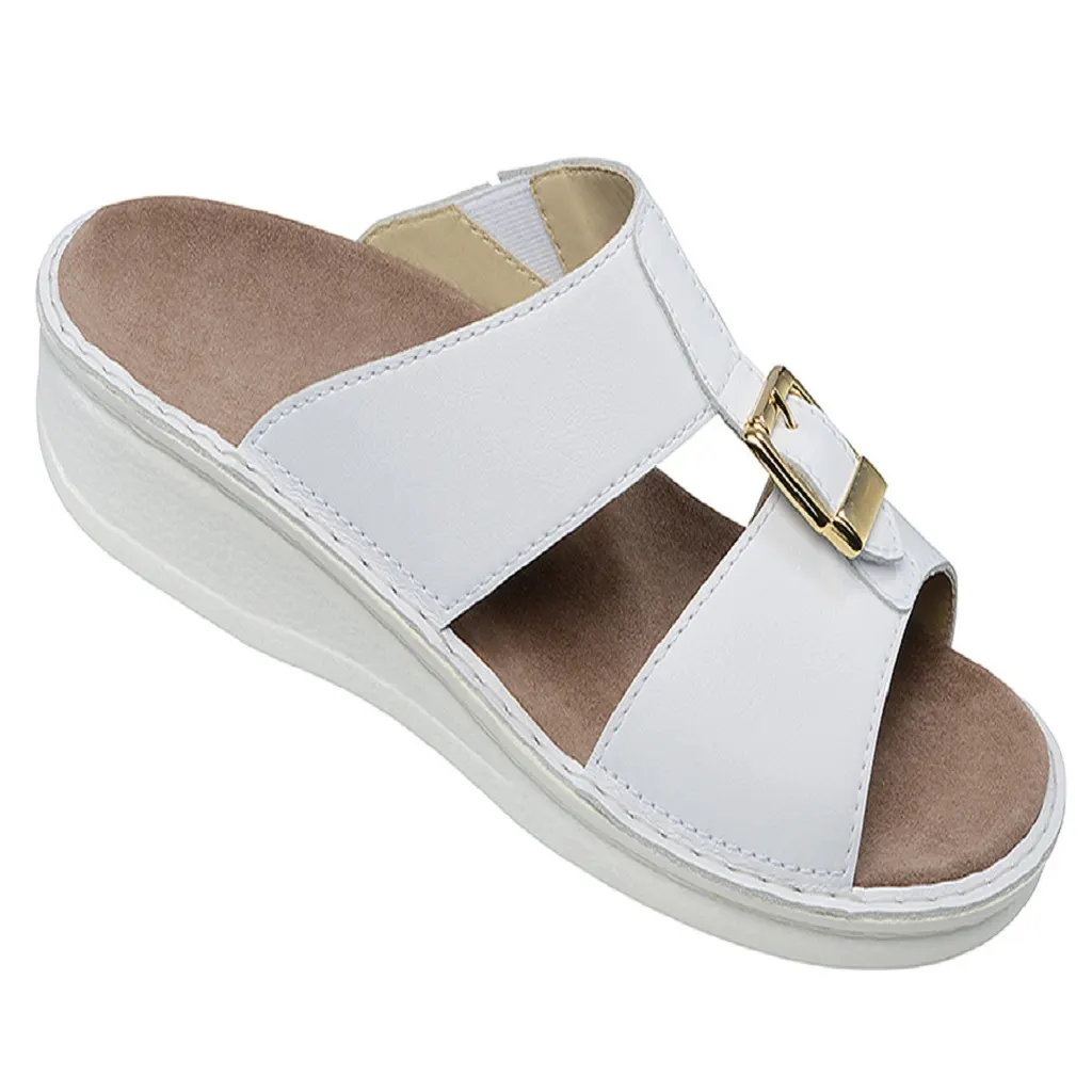 Schein Nappa Leather White Sandals | صندل نعال طبي