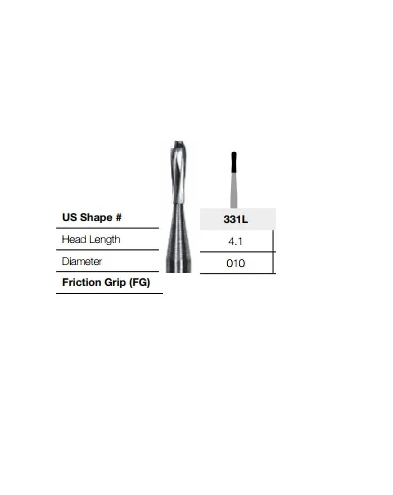 Carbide Burs. ( pack of 5 ) FG-331-L, Pear