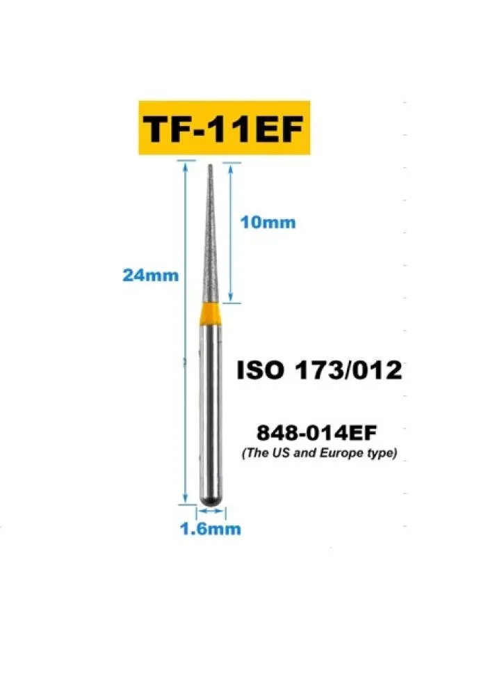 Diamond Bur ISO: 173/012-( PACK of 5) Yellow - TF-11EF